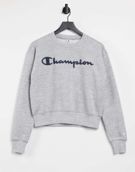 bibliotek Dårlig faktor cement Champion sweatshirt i grå med rund hals | ASOS