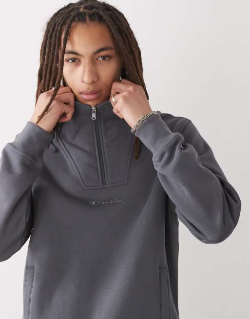 Champion – Sweatshirt in Grau mit Halbreißverschluss, 3 von 4