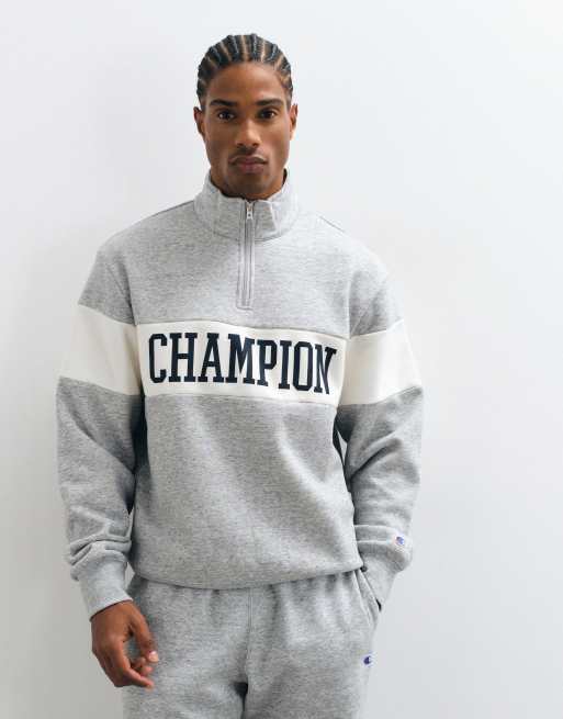 Champion – Sweatshirt in Grau mit Halbreißverschluss, 3 von 5