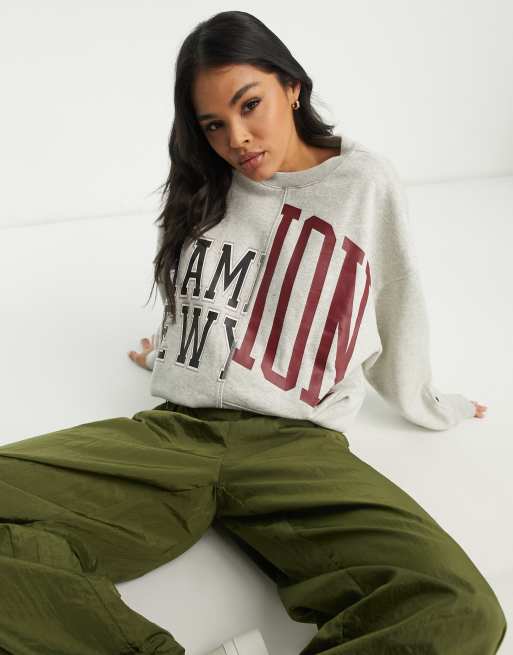 Champion - Sweatshirt met New York-print en logopatch in grijs