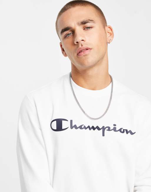 Champion – Sweatshirt mit großem Logo in Weiß ASOS