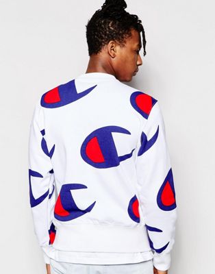 white champion hoodie with champion written all over it