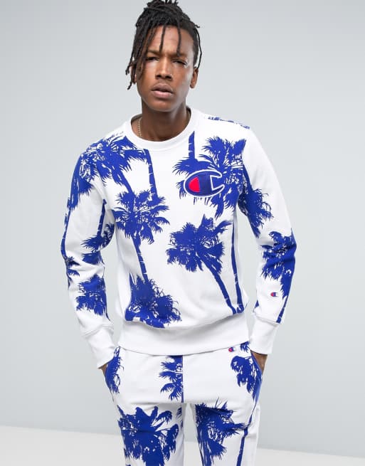 Champion Sweatshirt With All Over Palm Print