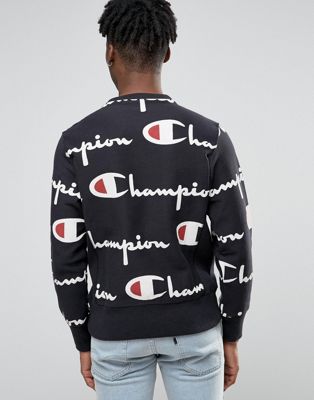 champion sweatshirt with logo all over