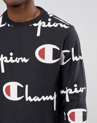 champion sweatshirt with all over script logo
