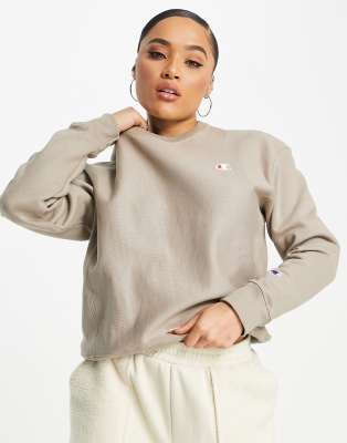 Champion sweatshirt with logo in tan-Brown