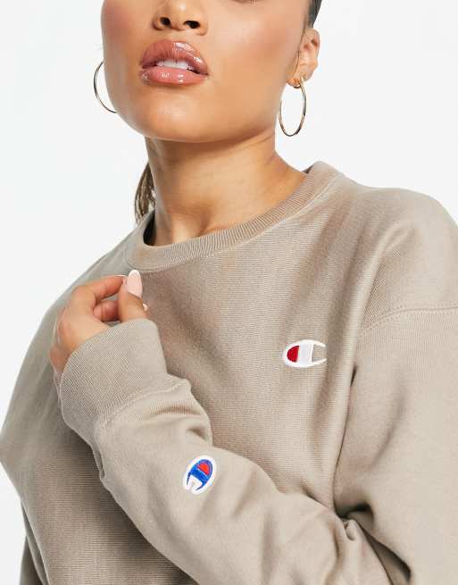 Champion sweatshirt with logo in tan