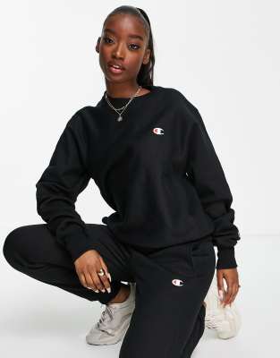 Champion Sweatshirt With Small Logo In Black | ModeSens