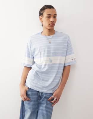Champion Champion t-shape striped LA logo t-shirt in blue