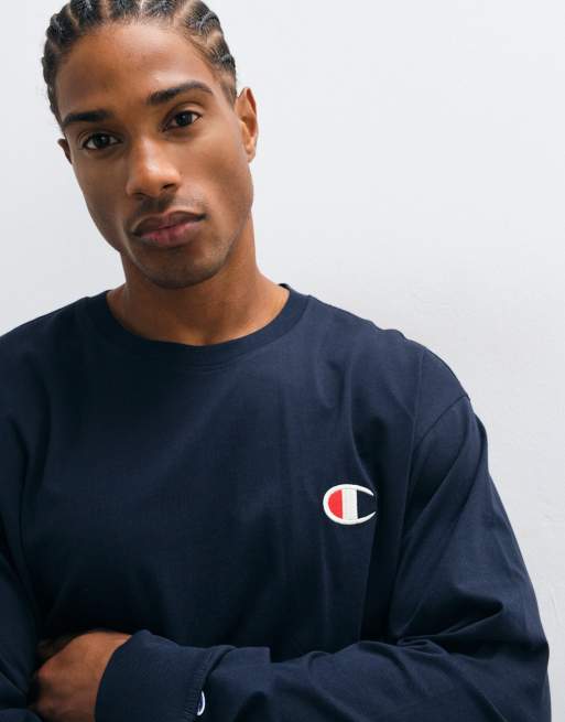Champion t-shirt à manches longues col rond en bleu marine, 3 de 5