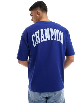 Champion back print logo t-shirt in dark blue - ASOS Price Checker
