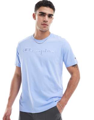 Champion - T-shirt avec logo ton sur ton - Bleu