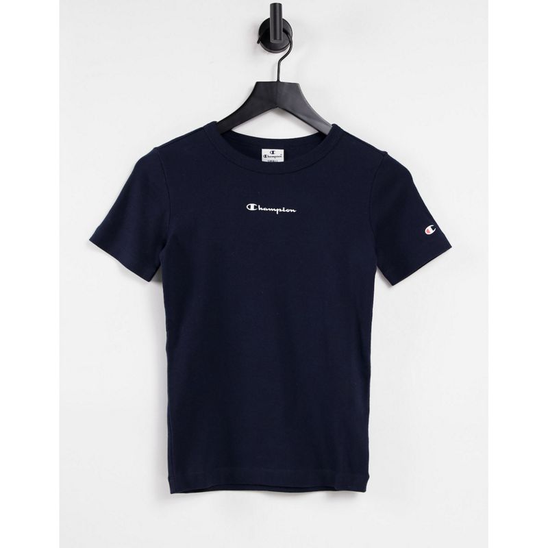 Donna Top Champion - T-shirt blu navy a coste con logo