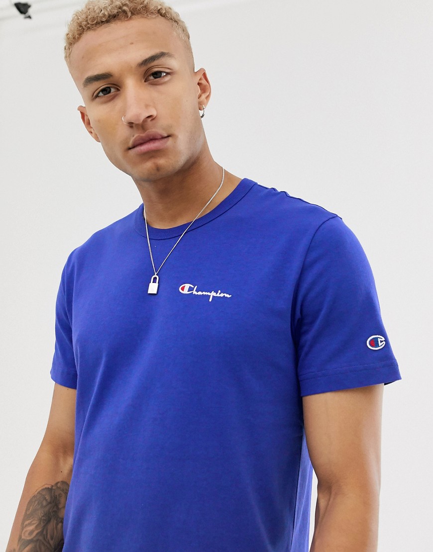 Champion - T-shirt con piccolo logo blu