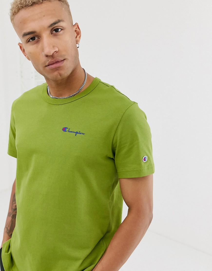Champion - T-shirt con piccolo logo verde