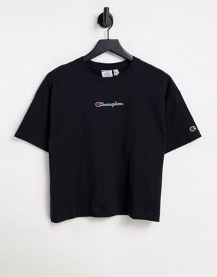 Tops Champion - T-shirt coupe carrée à petit logo - Noir