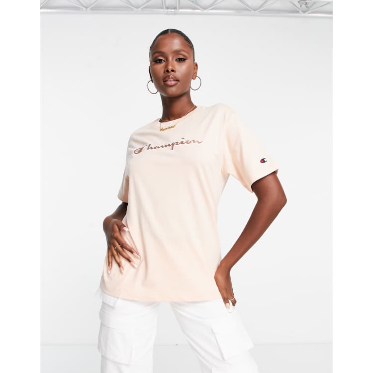Champion T Shirt in Pfirsich mit groBem Logo ASOS