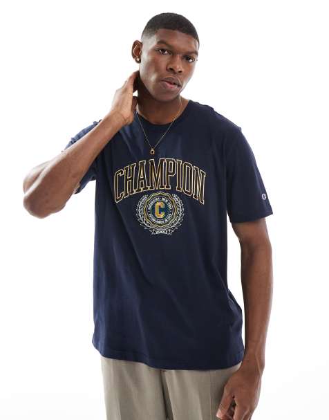 Champion - T-shirt manches courtes style université - Bleu marine - view 1