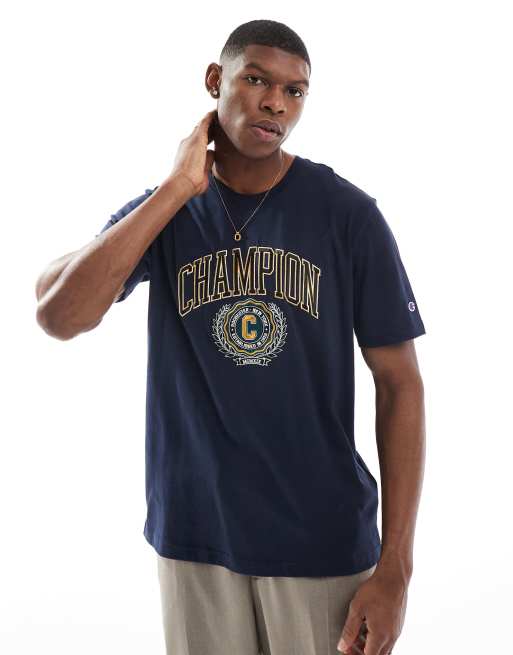 Champion - T-shirt manches courtes style université - Bleu marine  