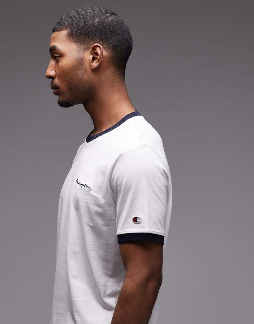 Champion - T-shirt met gekleurde biezen in wit en zwart, 4 van 5