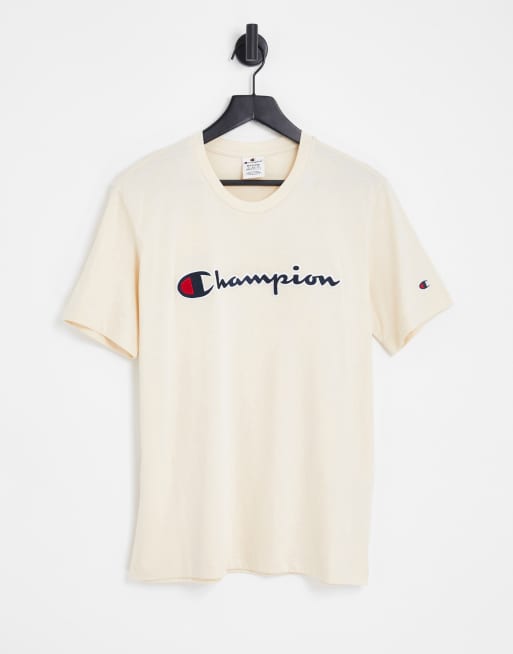 Champion - T-shirt met groot logo in bruin