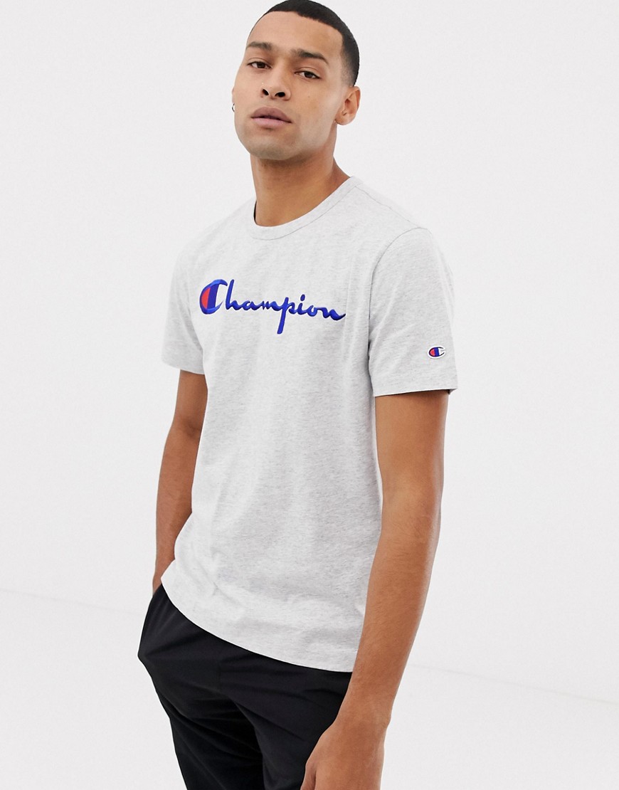 Champion - T-shirt met tekstlogo in grijs