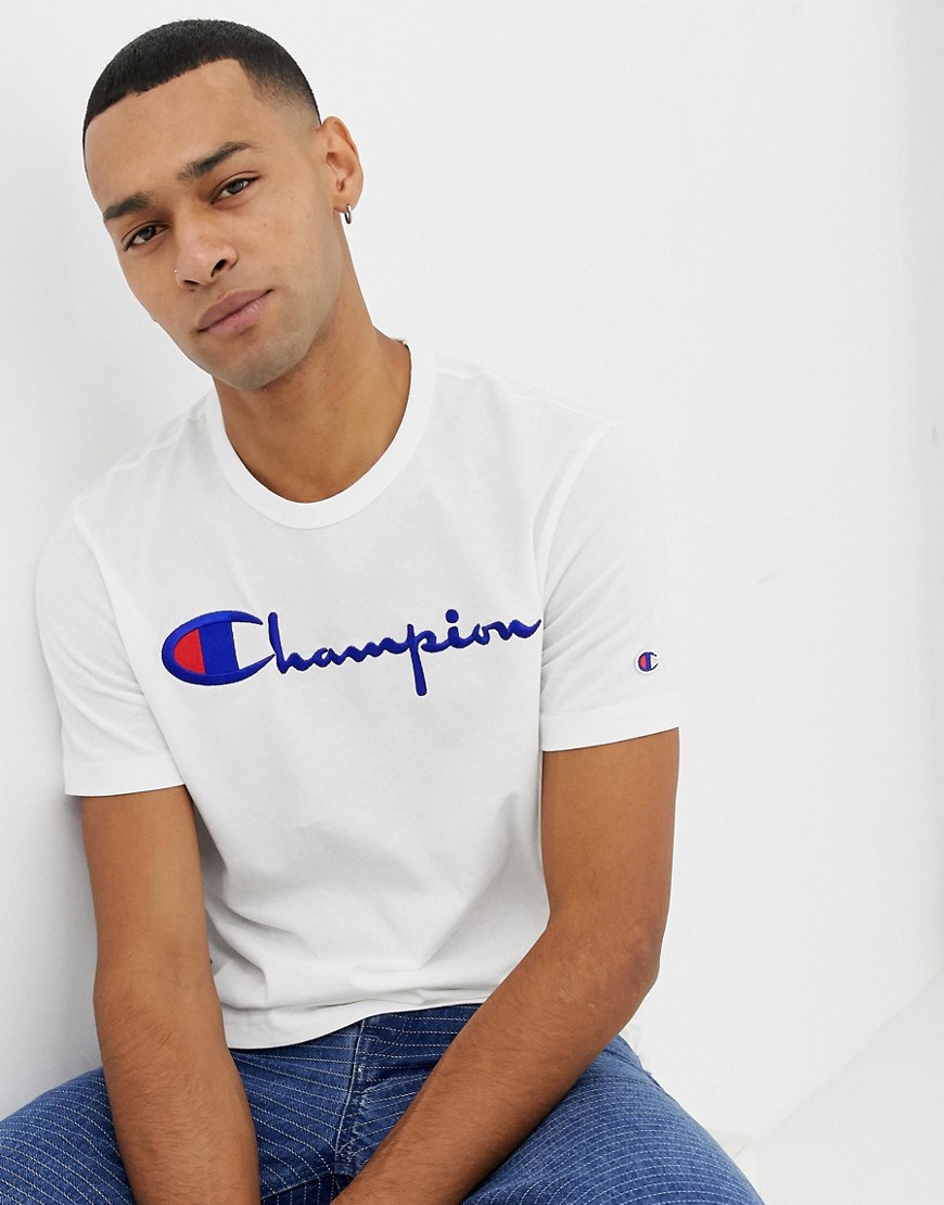 Champion - T-shirt met tekstlogo in wit