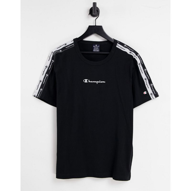 AyFkr Activewear Champion - T-shirt nera con fettucce con scritta del logo