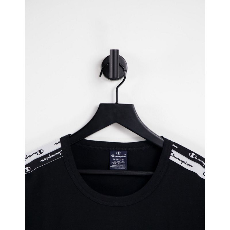 AyFkr Activewear Champion - T-shirt nera con fettucce con scritta del logo