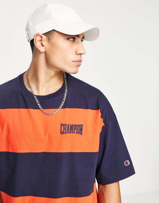 Champion T shirt oversize rayures Bleu marine ASOS