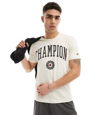 Champion crew neck t-shirt in beige - ASOS Price Checker