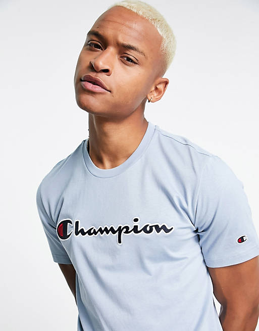 Champion t-shirt with large logo in blue | ASOS