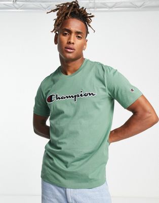 Champion t-shirt with large logo in khaki