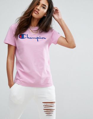 champion t shirt pink logo