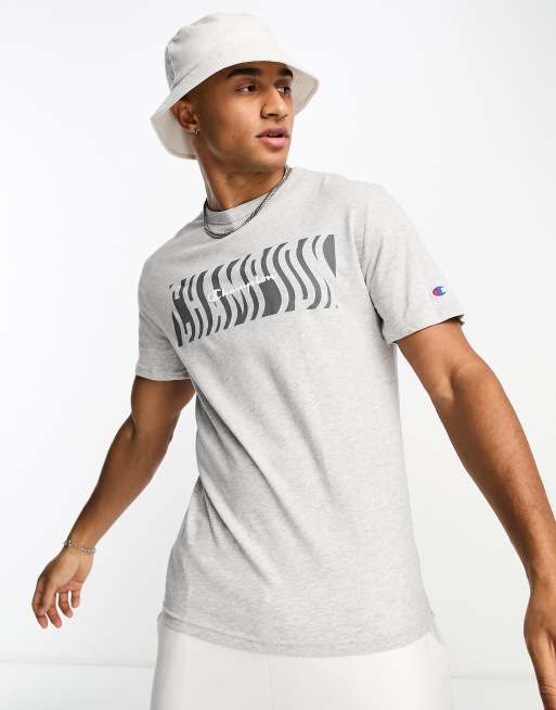 Champion T shirt with wavy chest logo in gray