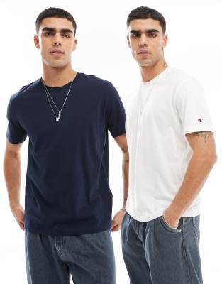 Thumbnail - Champion - T-Shirts im 2er-Pack in Weiß und Marineblau-Bunt