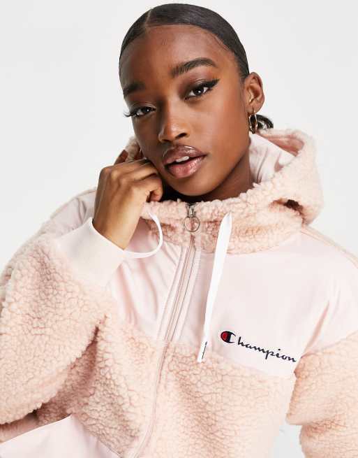 Champion teddy hoodie in pink ASOS