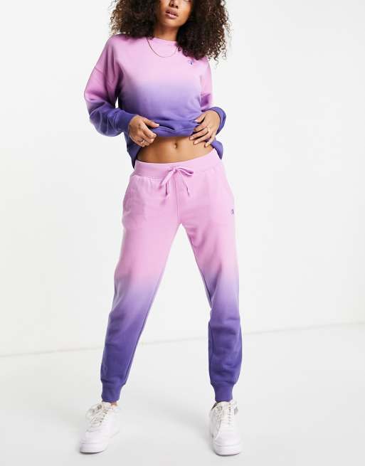 Champion tie dye sweatpants in purple and blue