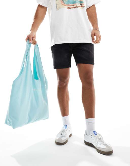 Champion - Tote tas van gekreukt nylon in lichtblauw, 3 van 4