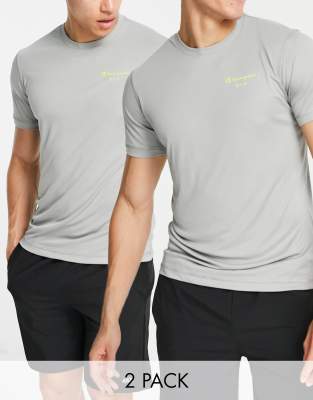 Champion training 2 pack small logo t-shirts in black and grey