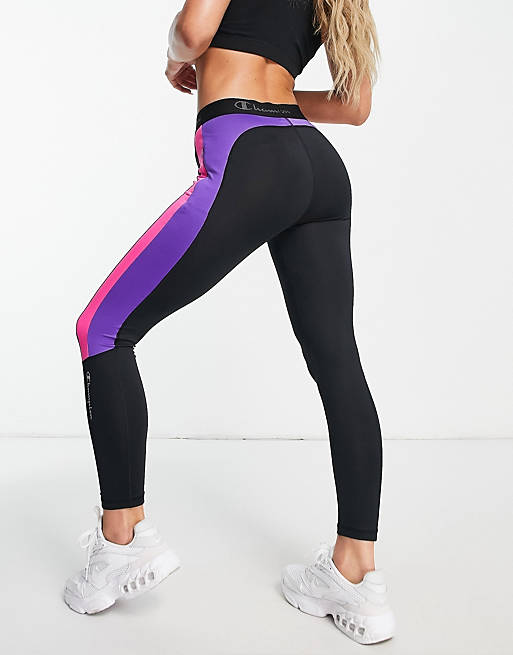 Champion training leggings with logo in pink and black 