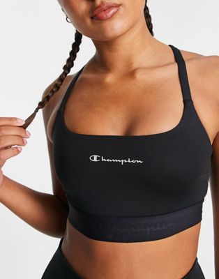 Champion Training small logo sports bra in black - ASOS Price Checker