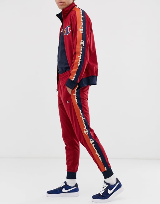 Champion red 2024 track pants