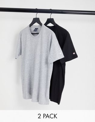 Champion two pack logo t-shirts in grey and black