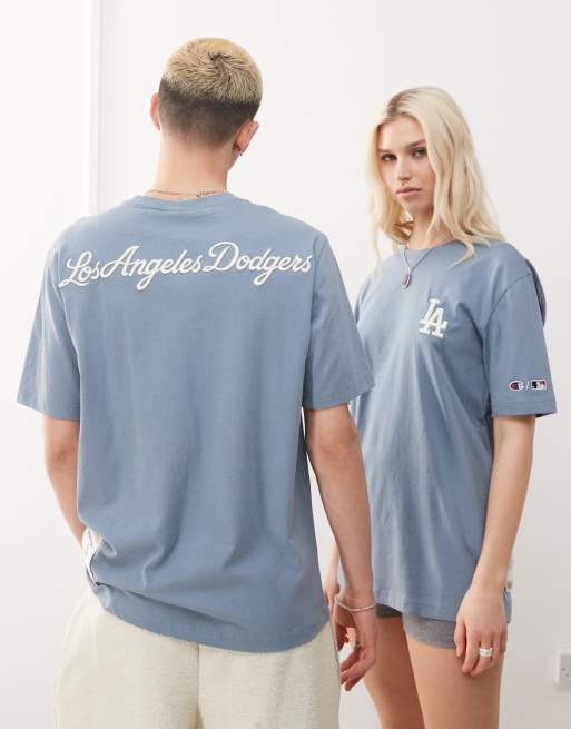 Champion - Uniseks T-shirt met LA-logo en korte mouwen in blauw  