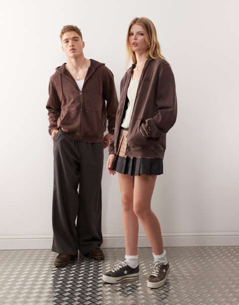 Champion unisex full zip hoodie in brown - view 1