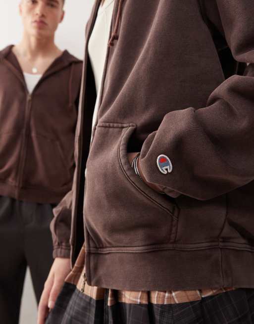 Champion unisex full zip hoodie in brown  , 2 of 4