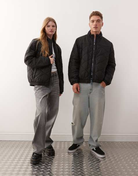 Champion unisex full zip padded jacket in black  
