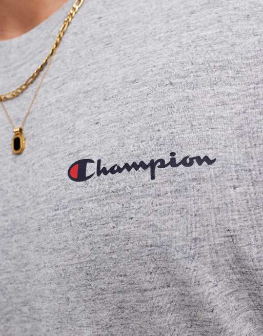 Champion - Unisex - Grå T-shirt med logo på venstre bryst, 3 af 4