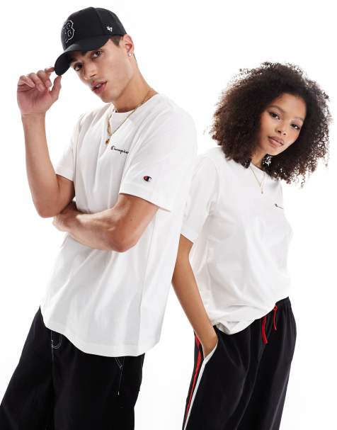Champion - Unisex - Hvid T-shirt med logo på venstre side af brystet - view 1